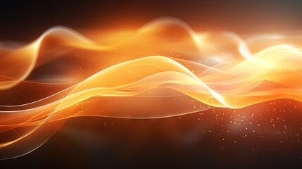 Poster -  an abstract orange background with wavy lines and dots on a black background.  generative ai