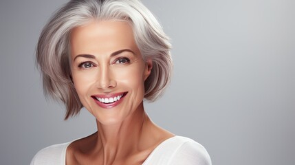 Wall Mural - senior woman with gray hair