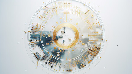 Aufkleber - white computer chip light fluorescent button isolated on the background computer graphics website design