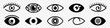 Eyes icon collection. Set of black eye signs. Vision symbols. Retina scan eye icons. View and eye icons