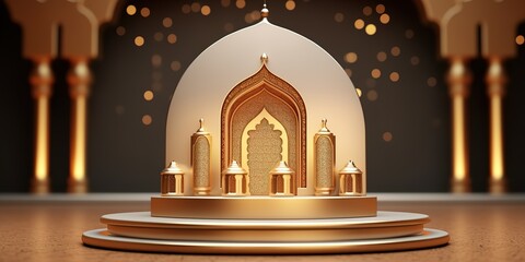 Wall Mural - Islamic themed backgrounds with a gold dome shape can be used for product backgrounds, promotions, advertisements and greeting cards.