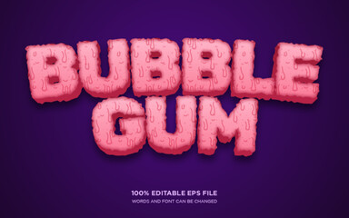 Poster - bubble gum 3d editable text style effect