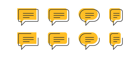 Wall Mural - Speech bubble. Chat balloon symbol. Talk template. Communication banner. Message. Black, yellow color. Vector sign.