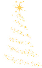 Shiny Christmas Tree. Glittering Lights In The Form Of A Christmas Tree With Bright Shining. Christmas Light Effect. Golden Glowing Spruce On Transparent Background