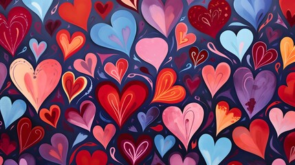 Hearts illustration background wallpaper design, love heart, valentines day card