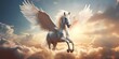 A white horse with wings.