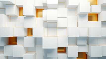 Sticker - abstract background, wall of white 3d volumetric cubes, futuristic texture