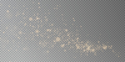Wall Mural - Christmas background. Powder dust light PNG. Magic shining gold dust. Fine, shiny dust bokeh particles fall off slightly. Fantastic shimmer effect. Vector illustrator.	
