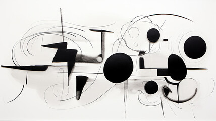 Wall Mural - monochrome painting geometric shapes flat abstraction.