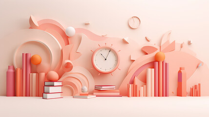 Fototapete - background back to school bright modern 3d.