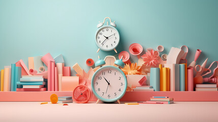 Fototapete - background back to school bright modern 3d.