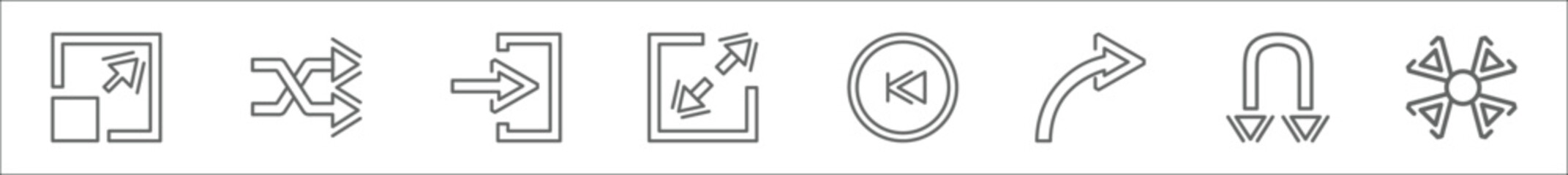 Poster - outline set of arrows line icons. linear vector icons such as expad arrows, shuffle arrows, enter le