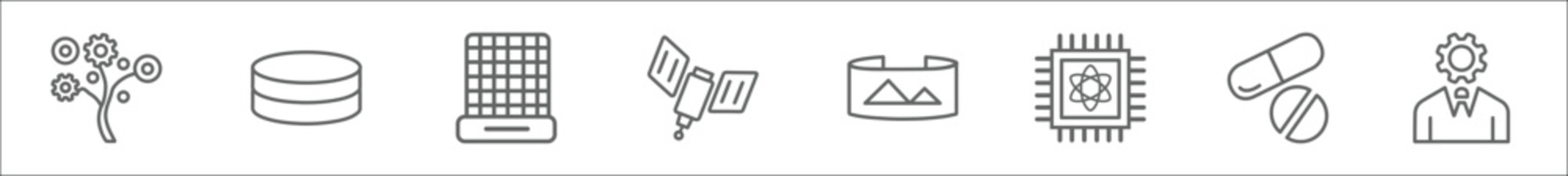 Poster - outline set of artificial intellegence line icons. linear vector icons such as technology tree, data