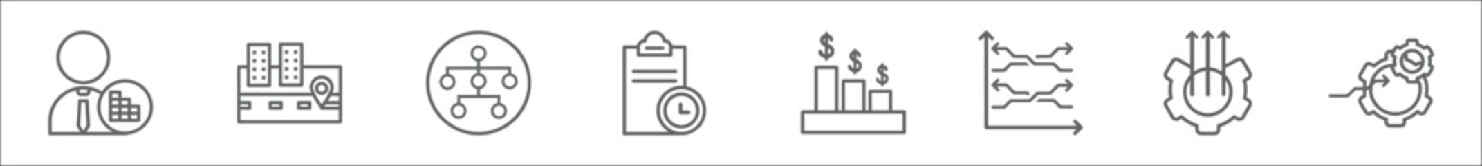 Poster - outline set of analytics line icons. linear vector icons such as user stats, 3d location graph, hier