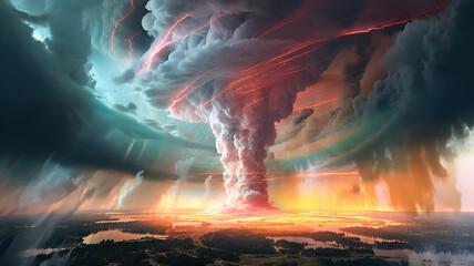 Wall Mural - tornado disaster sunset bright colors meteorology.