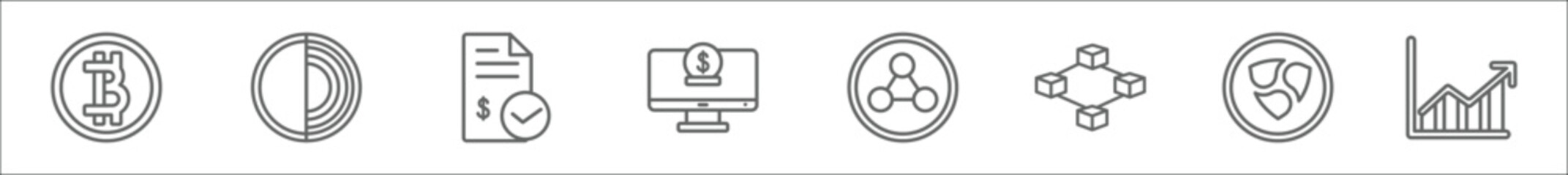 Poster - outline set of economyandfinance line icons. linear vector icons such as bitcoins, tor, invoice, e-business, ripple, blockchain, peer to peer, market forecast