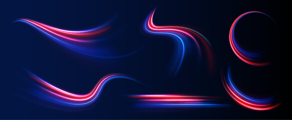 Violet neon color wave. Magic golden luminous glow design. Dynamic translucent soft gradient stream motion. Neon motion glowing wavy lines. Vector illustration.	