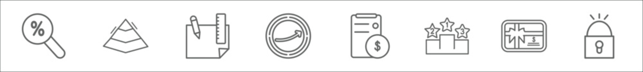 Poster - outline set of success line icons. linear vector icons such as rate, pyramid chart, de, increase, bu