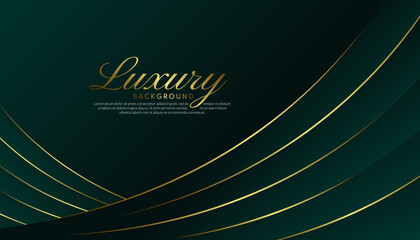 Wall Mural - Green luxury curve background. Elegant golden style concept. Vector illustration