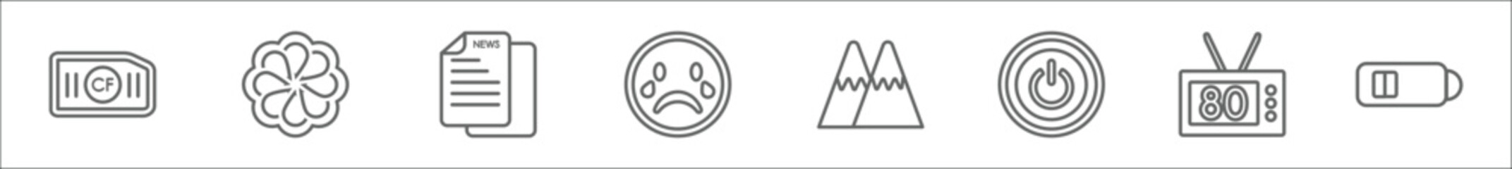 Poster - outline set of user interface line icons. linear vector icons such as upload button, restart, recycle, up side, replay arrows, right, refresh left arrow, selectioned circle