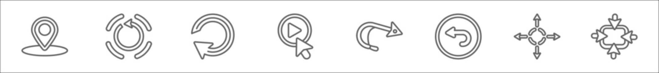 Poster - outline set of user interface line icons. linear vector icons such as zoom, compress, lightning, emp