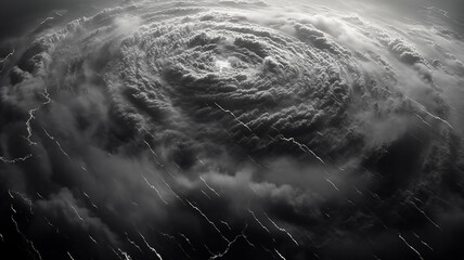 Wall Mural - black and white gloomy tornado a whirlwind in the clouds bad weather.