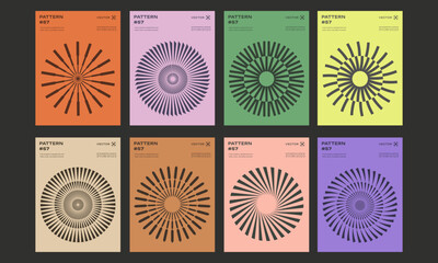 Aufkleber - Abstract Circle Geometric Pattern Vector Designs. Cool Optical Illusion Posters.