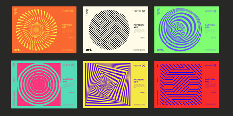 Aufkleber - Minimal Bauhaus Abstract Posters Set. Swiss Design composition with geometric shapes. Modern pattern. Optical Illusion Background.