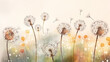 watercolor dandelions art light tones background wallpaper freedom of flight.