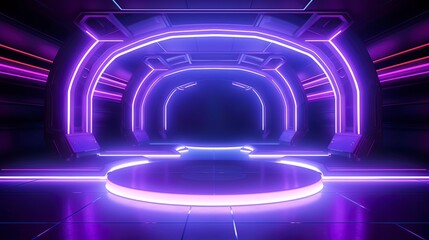 Wall Mural - abstract neon background, light tunnel. generation ai