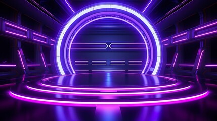 Wall Mural - abstract neon background, light tunnel. generation ai