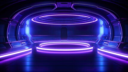 Wall Mural - abstract neon background, light tunnel. generation ai