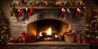 Christmas stocking on the fireplace, Christmas gifts, Christmas presents, winter hollidays 