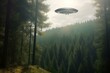 extraterrestrial spacecraft over forest. Generative AI