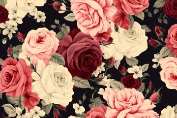 New creative bouquet of roses, seamless patter of rose flower