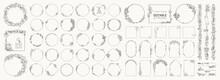 Set Of Thin Line Vintage Frame And Corners Icon. Vector Illustration