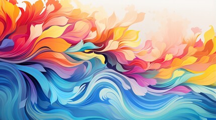 abstract colorful background different color splash in waves on white background generated by AI tool 