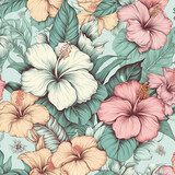 Fototapeta Kwiaty - seamless floral pattern background created with Generative Ai