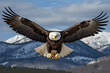 Bald eagle soaring in the sky with wings spread wide,ai generated