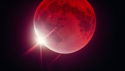 Wall Mural - A Red Blood Moon in the Dark Sky