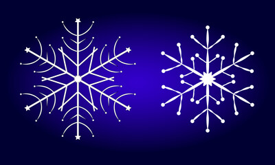 Vector image of two snowflakes on a blue background. Can be used for decoration.