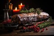 A Yule log, a cherished symbol of the holiday season, brings warmth and festive charm to homes as it crackles and glows in the heart of winter gatherings