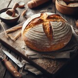 Fototapeta  - loaf of bread and wheat