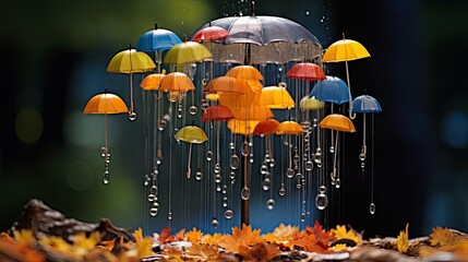 Sticker -  a bunch of umbrellas that are floating in the air.  generative ai