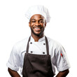 © steffenak - Black male chef standing up, body view, smiling
