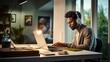 © pvl0707 - Modern Remote Work Lifestyle - Young African American Freelancer Working from Home Office with Laptop