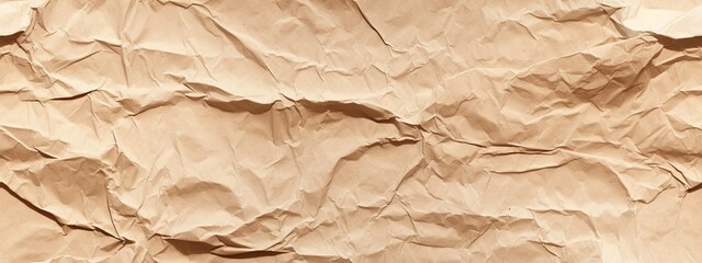 Wall Mural - Seamless crumpled brown grocery bag, butcher or kraft packing paper background texture. Wrinkled card stock closeup pattern. Moving day, postal shipping or arts and crafts backdrop