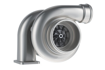 Poster - Car turbocharger, side view. 3D rendering isolated on transparent background