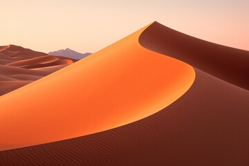 Wall Mural - Sand dunes forming sensuous curves, shot during a golden-hour sunset