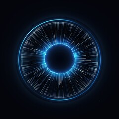 Poster - Abstract glowing circle lines on dark blue background. Geometric stripe line art design. Modern shiny blue lines. Futuristic technology concept. Suit for poster, cover, banner, brochure, website.